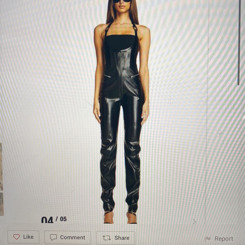 I. AM. GIA. Black faux leather catsuit Medium unworn